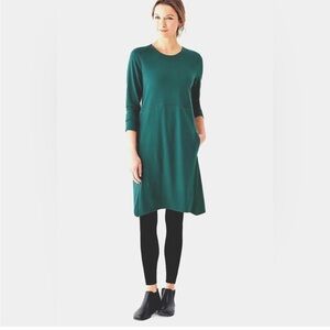 J Jill Pure Jill Green Dipped Hem Swing Dress M Petite ( 10-12)